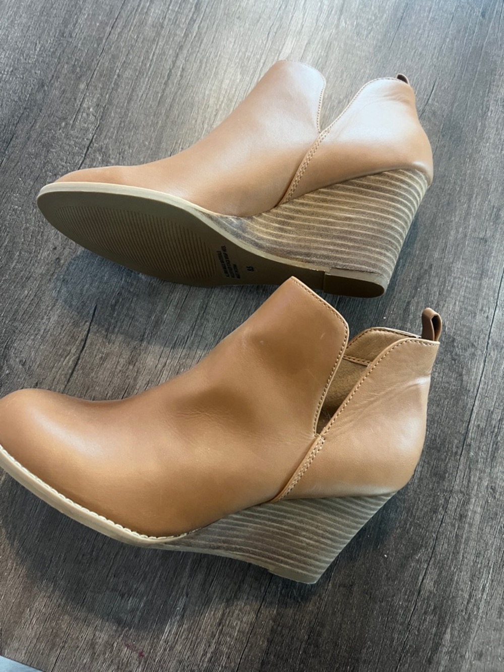 Report Tan Wedge Ankle Booties